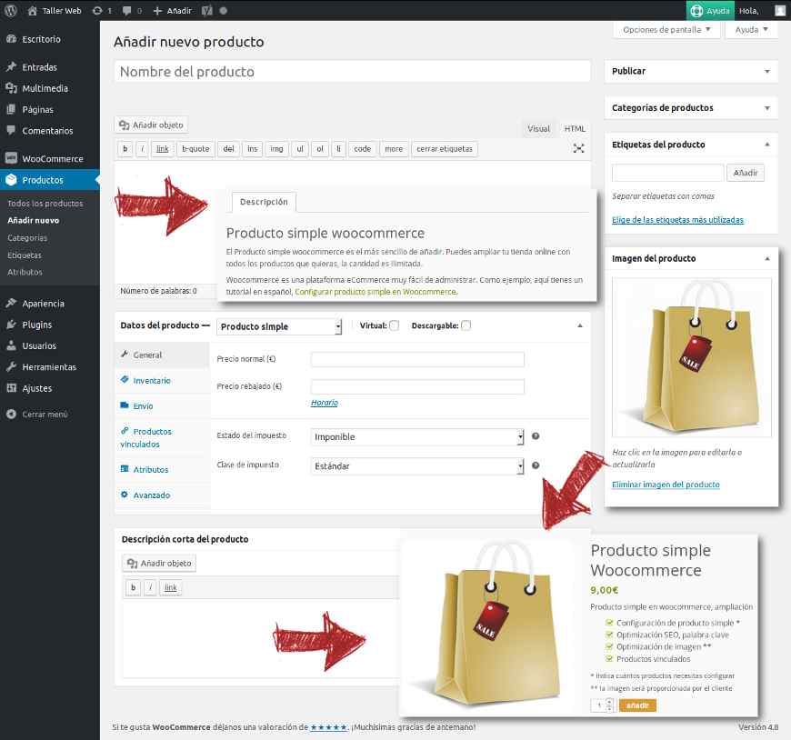 Configurar Producto simple en Woocommerce, Tienda Online